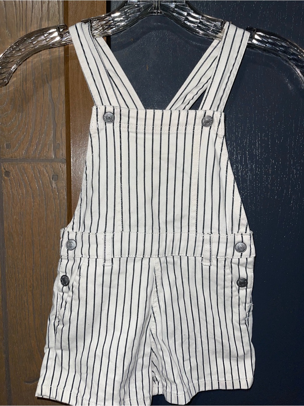 Jessica Simpson White and Black Pinstripe Kids Overalls